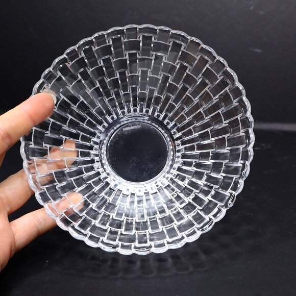Nachtmann Bossa Nova Crystal Bowl Fine Bavarian Glass Serving Dish Basket Weave - Picture 5 of 10